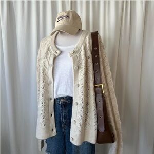 NWT GAP Pointelle Sweater Cardigan wool blend size  XXL.